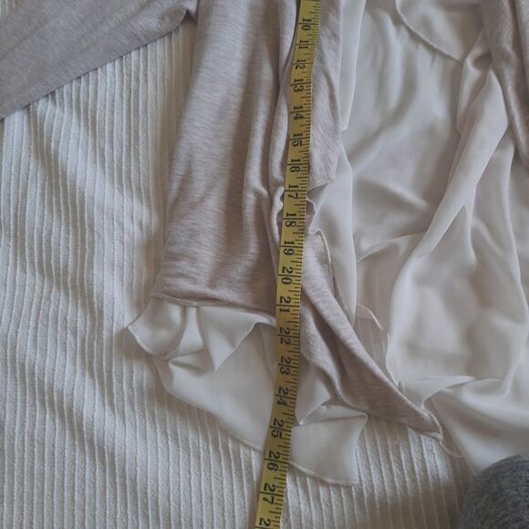 Pebble and Stone Waterfall Open Front Sheer Knit Cardigan Tan Cream Small Casual - Picture 7 of 8